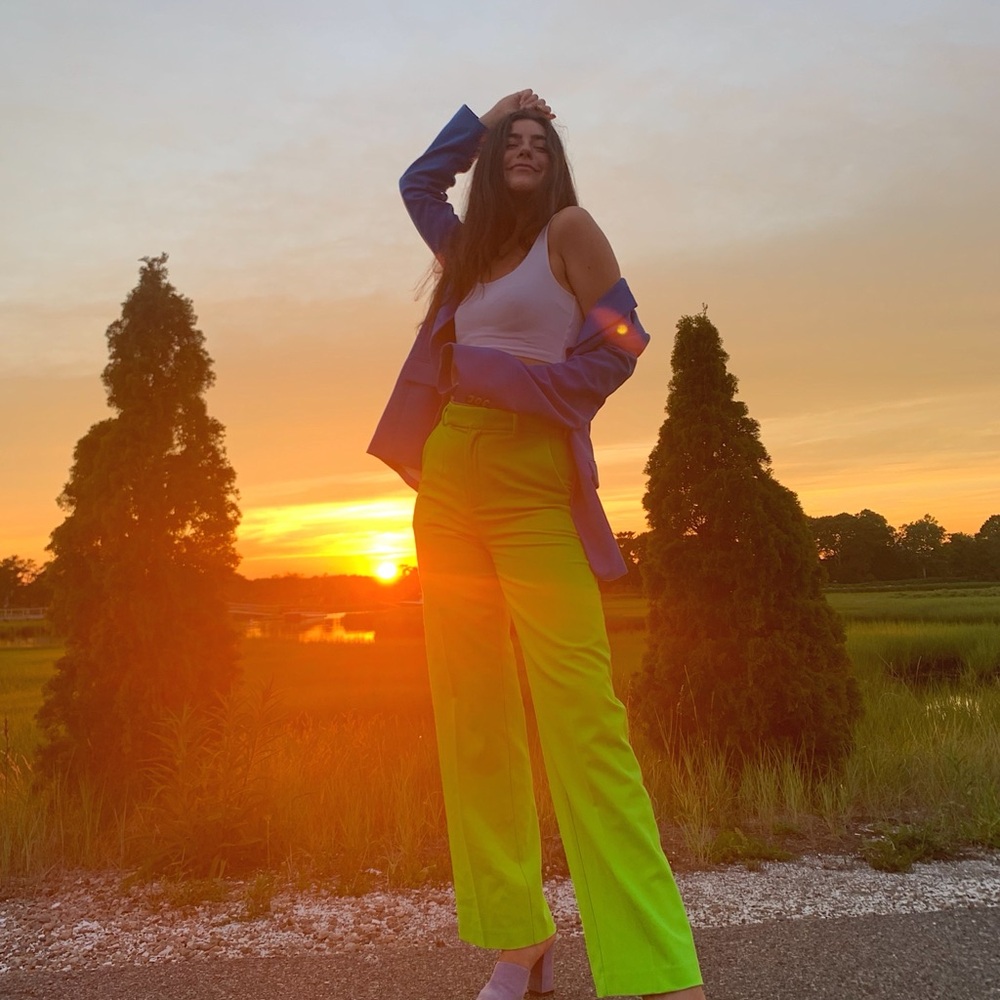 Aritzia Green Wide-Leg Trousers - Picture 6 of 6